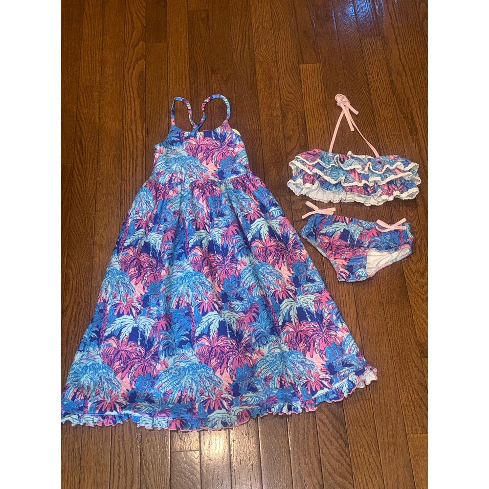 SweetHoney NWT Maxi Dress 3T & Matching Bikini 4T Tropical Palm Bundle - Picture 12 of 12